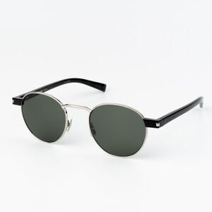 NEW Saint Laurent SL707 001 Silver Havana Grey Oval Unisex Sunglasses